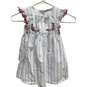 Daisy Fuentes Blue and White Striped Dress with Floral Accents